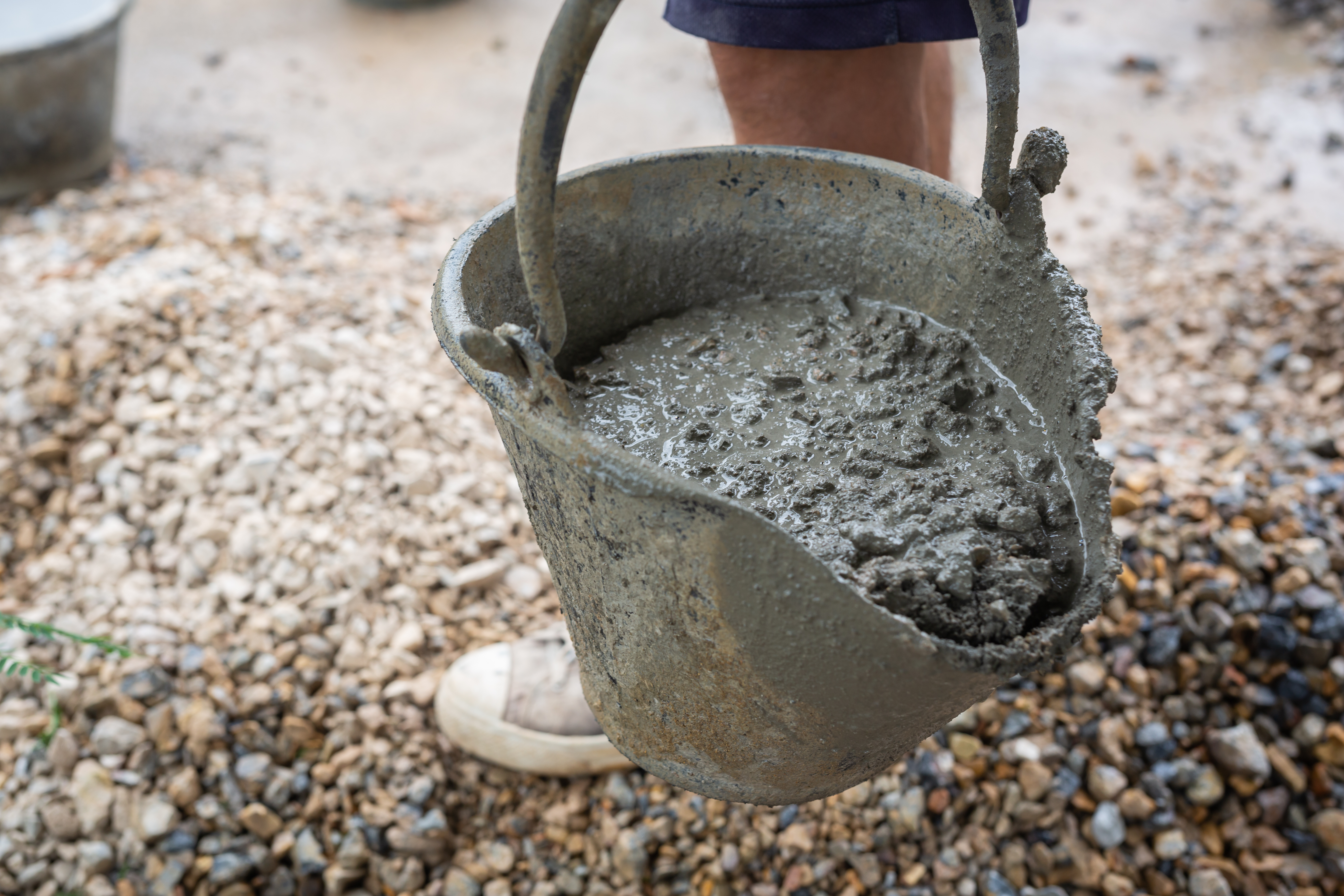 concrete at the end of the concrete mixer process